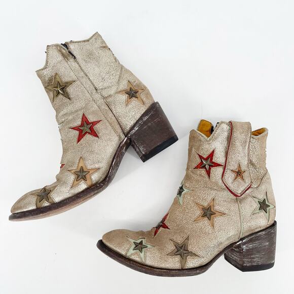 Old Gringo Mexicana Metallic Star Studded Western Cowgirl Ankle Boot size 7.5 - Picture 4 of 12